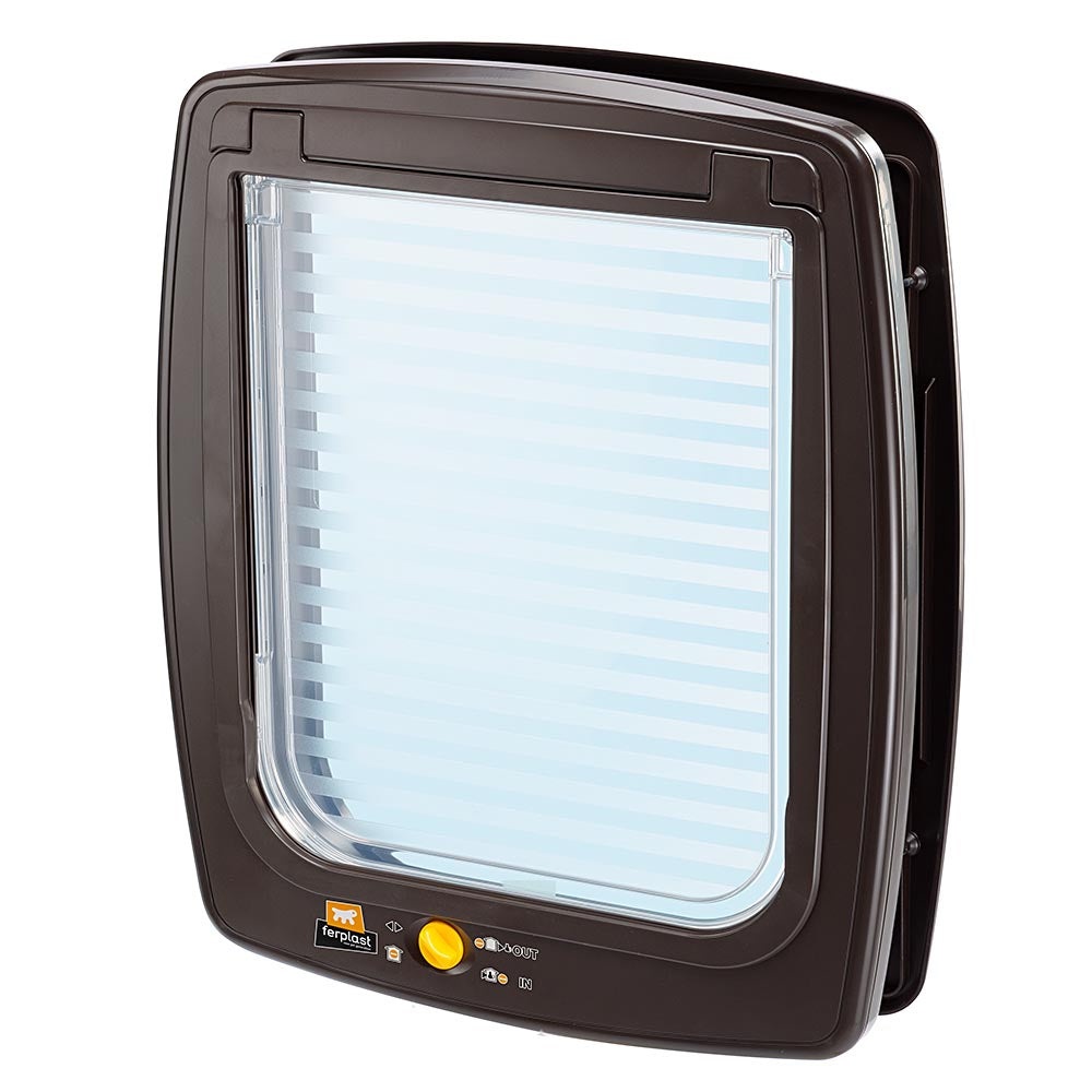 Ferplast Swing 15 - Porta Basculante per Cani e Gatti - Colore Marrone - 4 Modalità di Chiusura - Sistema Wind Stopper