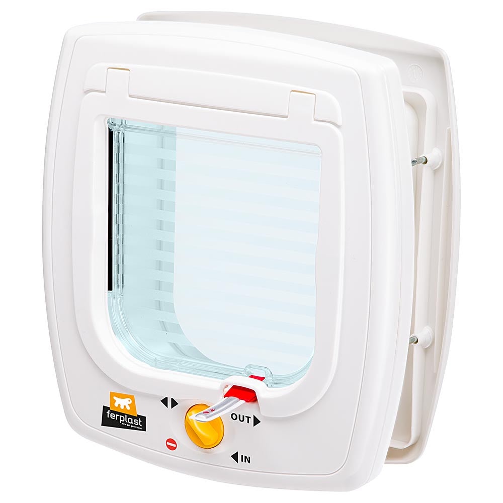 Ferplast Swing 5 Portina Basculante per Gatti e Piccoli Cani - Bianco, 22,5 x 9,6 x h 25,2 cm, Chiusura a 4 Vie, Protezione da Correnti d'Aria