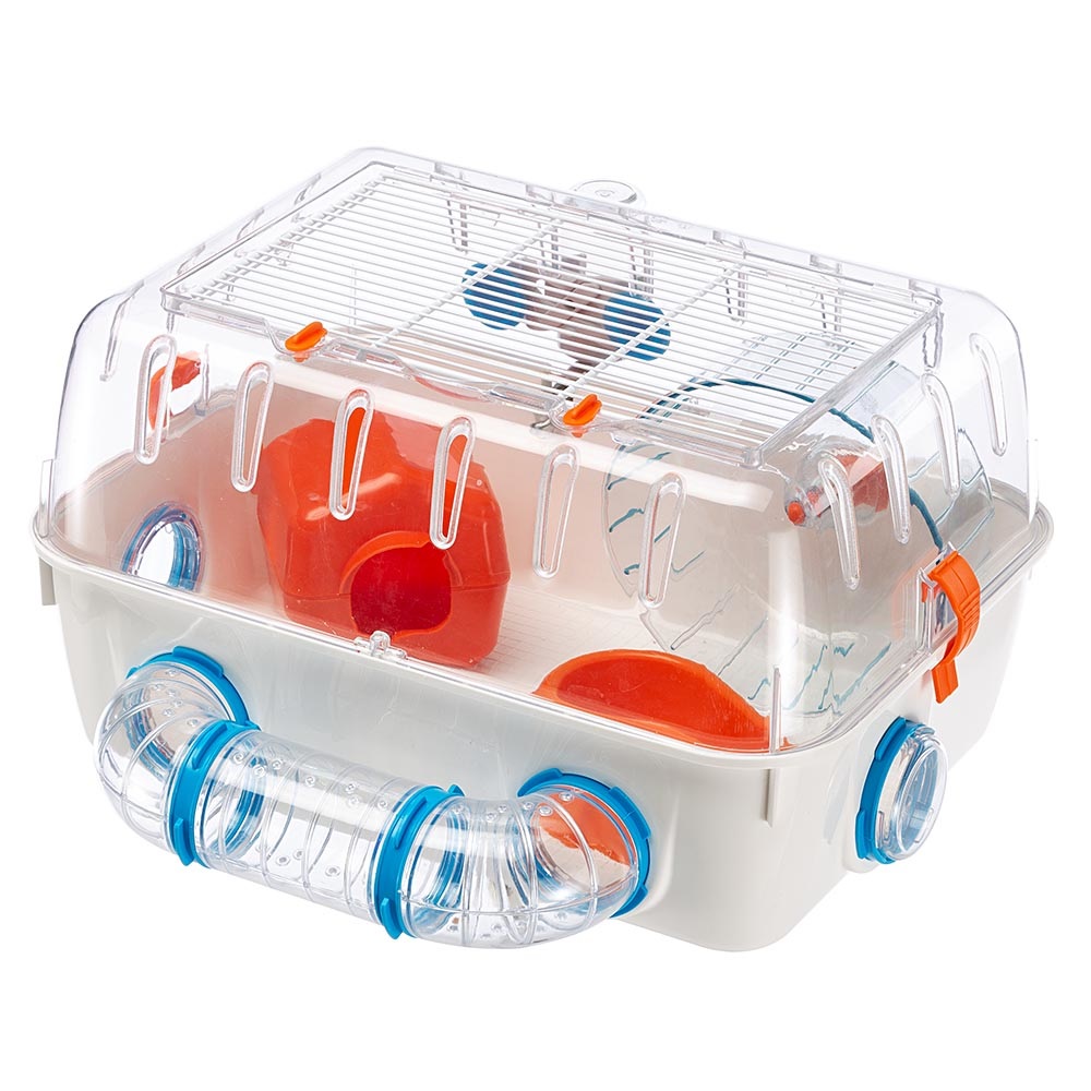 Ferplast Gabbia per Criceti Combi 1 - Casetta per Piccoli Roditori, Plastica Robusta, Tetto Trasparente con Griglia Apribile, Tubi e Accessori Inclusi, 40,5 x 29,5 x h 22,5 cm, Bianco