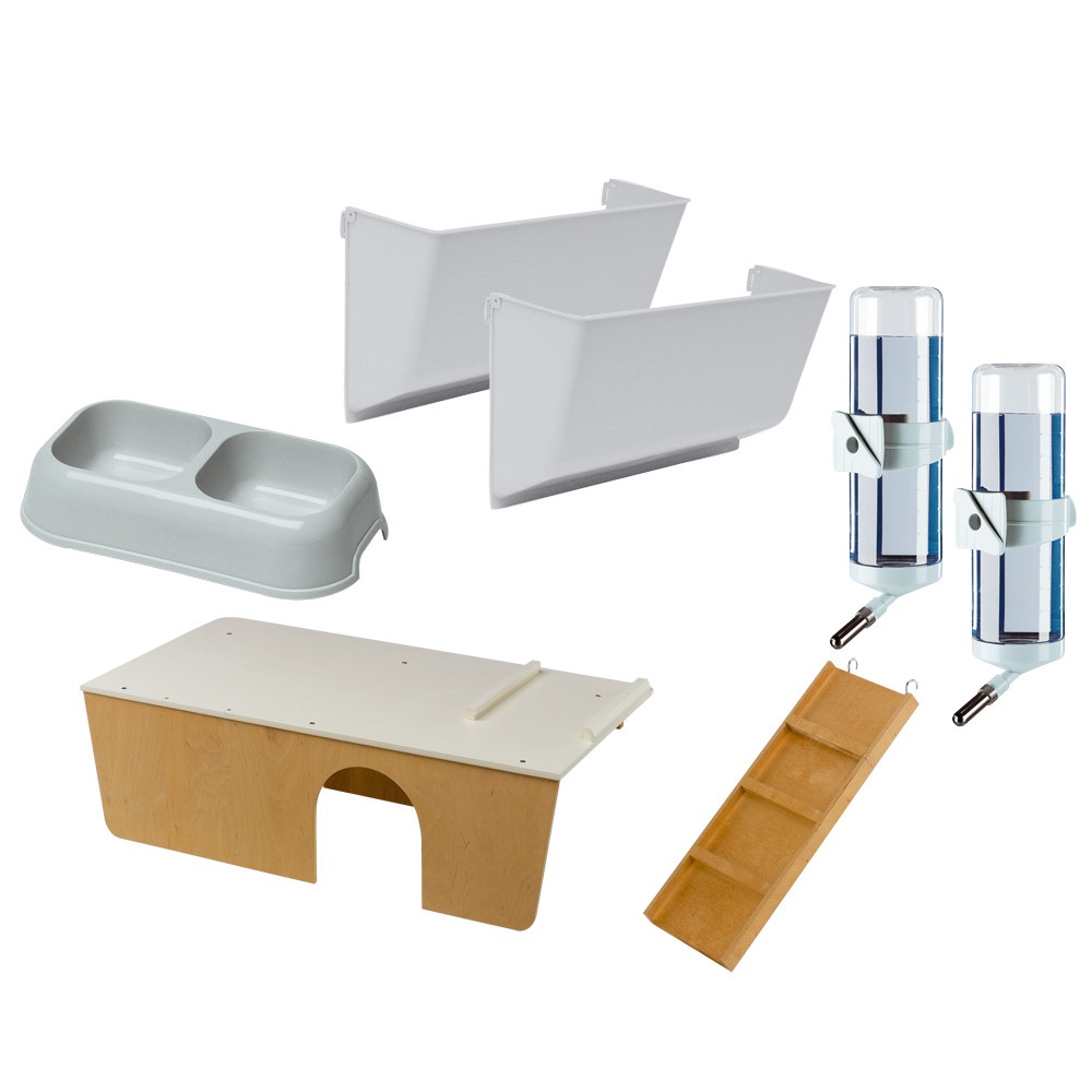 Ferplast Rabbit 160 - Gabbia per Conigli e Porcellini d'India, 156 x 77 x h 61,5 cm, con Accessori Inclusi e Lato Frontale Apribile