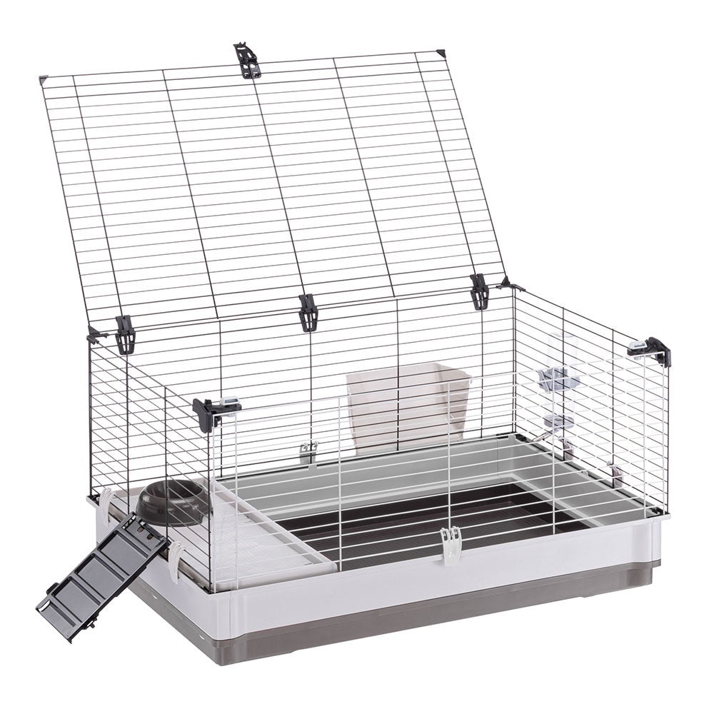 Ferplast Krolik XL - Gabbia per Conigli e Porcellini d'India, 120x60x50 CM, Accessori Inclusi, Apribile e Componibile
