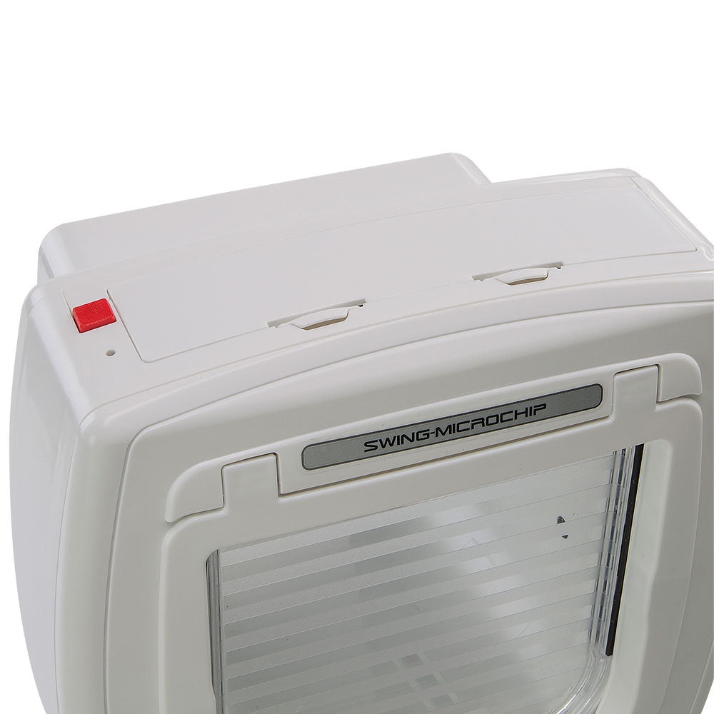 Ferplast Swing Microchip Gattaiola Universale Bianco - Sistema di Riconoscimento Microchip, 4 Modalità di Chiusura, Antivento e Ammortizzatore