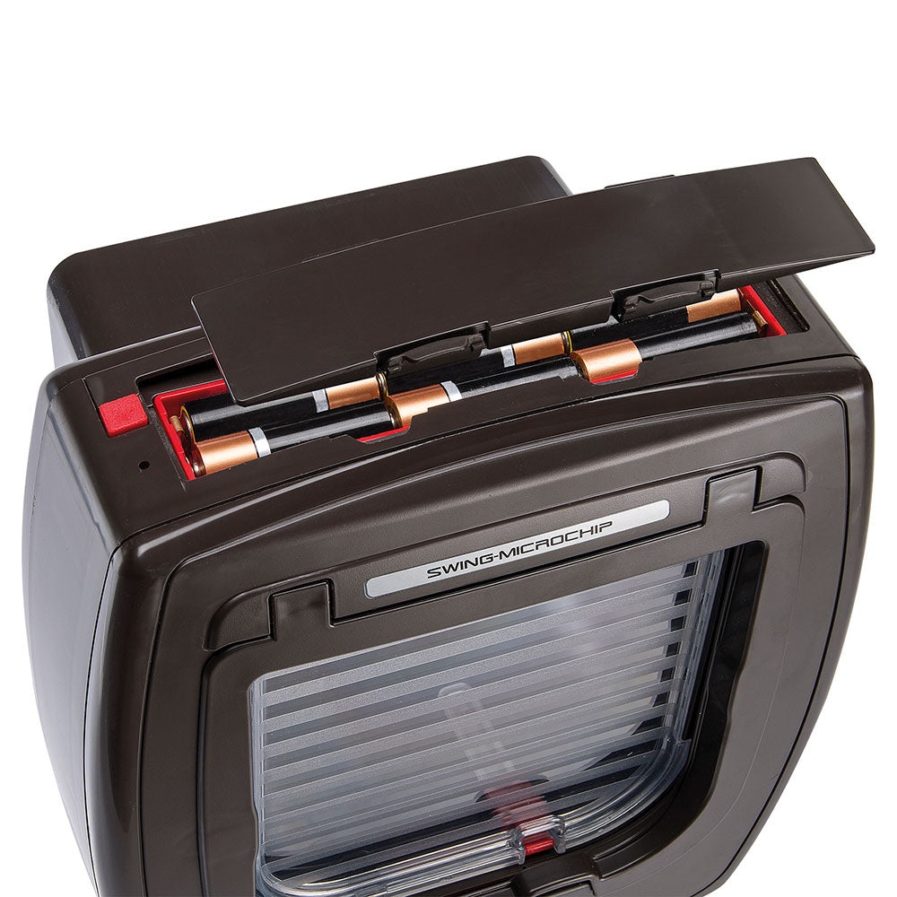 Ferplast Swing Microchip Gattaiola Universale per Cani e Gatti - 22,5 x 16,2 x 25,2 cm - Marrone - Sistema di Apertura a Microchip con 4 Modalità di Chiusura