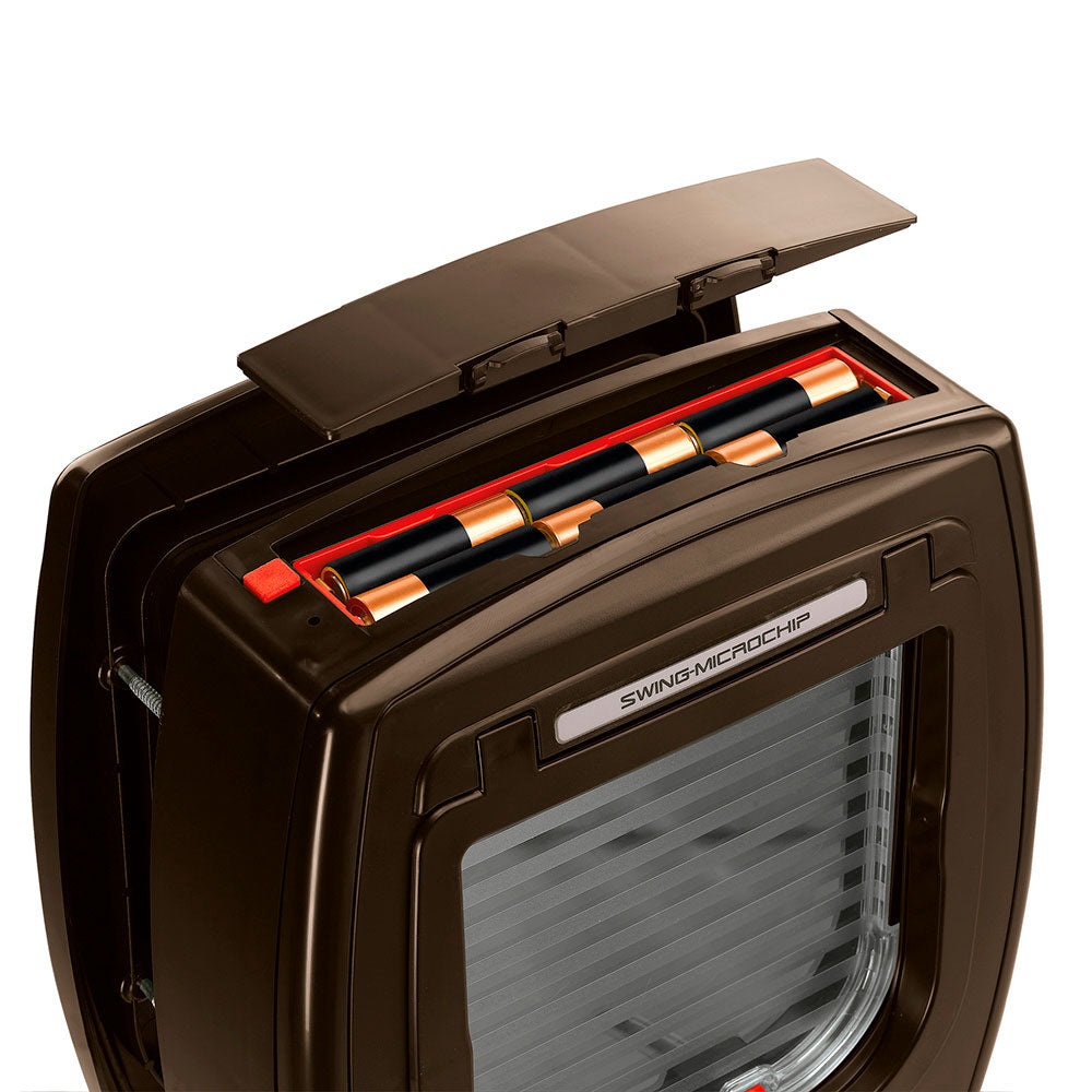 Ferplast Swing Microchip Gattaiola Universale per Cani e Gatti - 22,5 x 16,2 x 25,2 cm - Marrone - Sistema di Apertura a Microchip con 4 Modalità di Chiusura