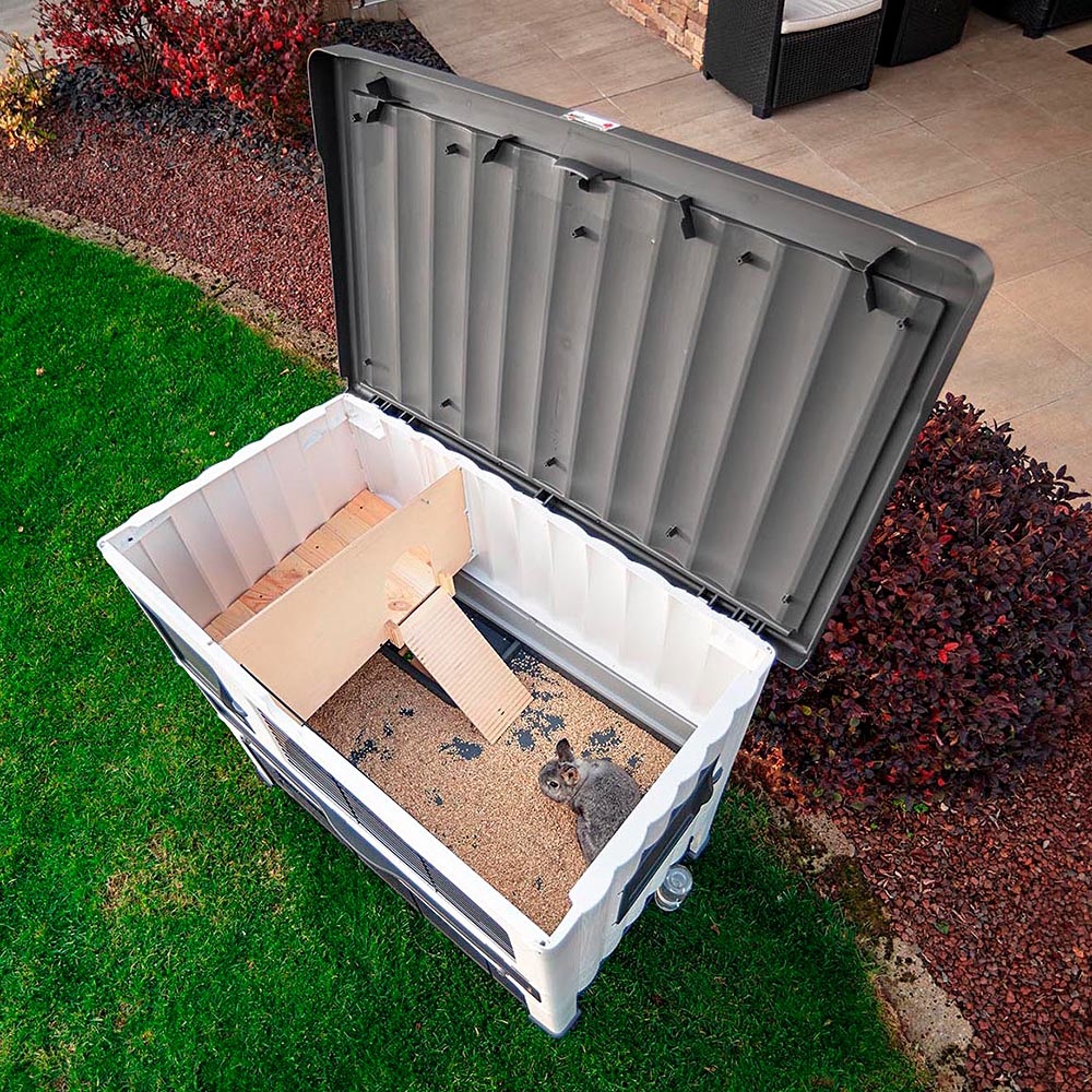 Ferplast Grand Lodge 120 Gabbia per Conigli e Porcellini d'India - Conigliera da Esterno 2 Piani in Resina Termoplastica, 115,5 x 73 x h 110 cm, con Casetta e Abbeveratoio