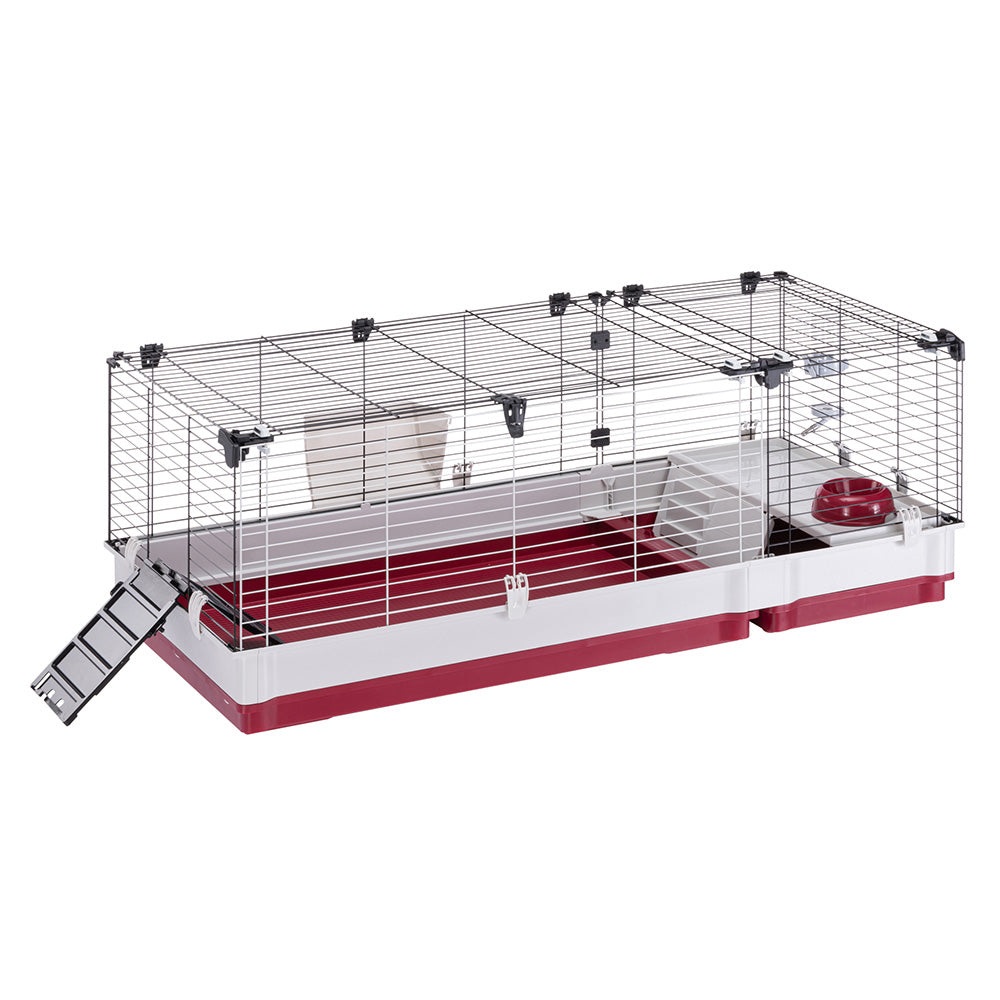 Ferplast Krolik 140 - Gabbia per Conigli e Porcellini d'India, 142 x 60 x h 50 cm, Accessori Inclusi, Apribile e Componibile