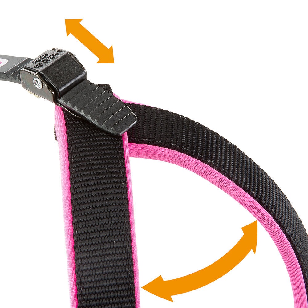 Ferplast AGILA FLUO 4 Pettorina per Cani di Media Taglia in Nylon con Morbida Imbottitura, Misura Torace 44-52 cm, Sistema di Sgancio Rapido, Rosa