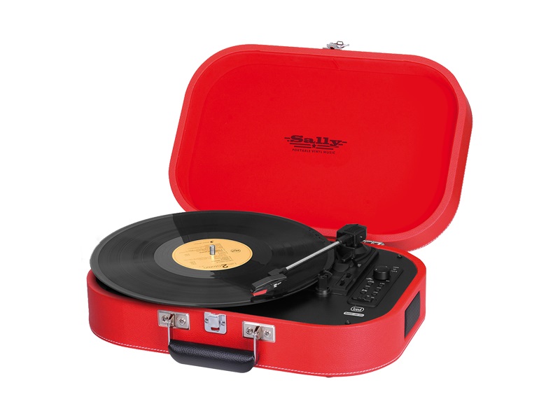 Trevi SALLY TT 1020 BT - Giradischi Portatile Bluetooth Rosso con Registrazione USB, Altoparlanti Integrati, AUX IN e Uscita RCA