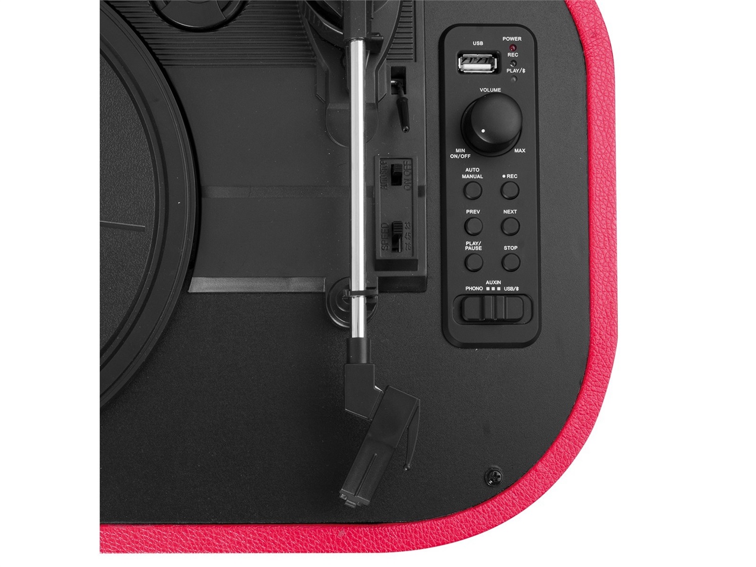 Trevi SALLY TT 1020 BT - Giradischi Portatile Bluetooth Rosso con Registrazione USB, Altoparlanti Integrati, AUX IN e Uscita RCA