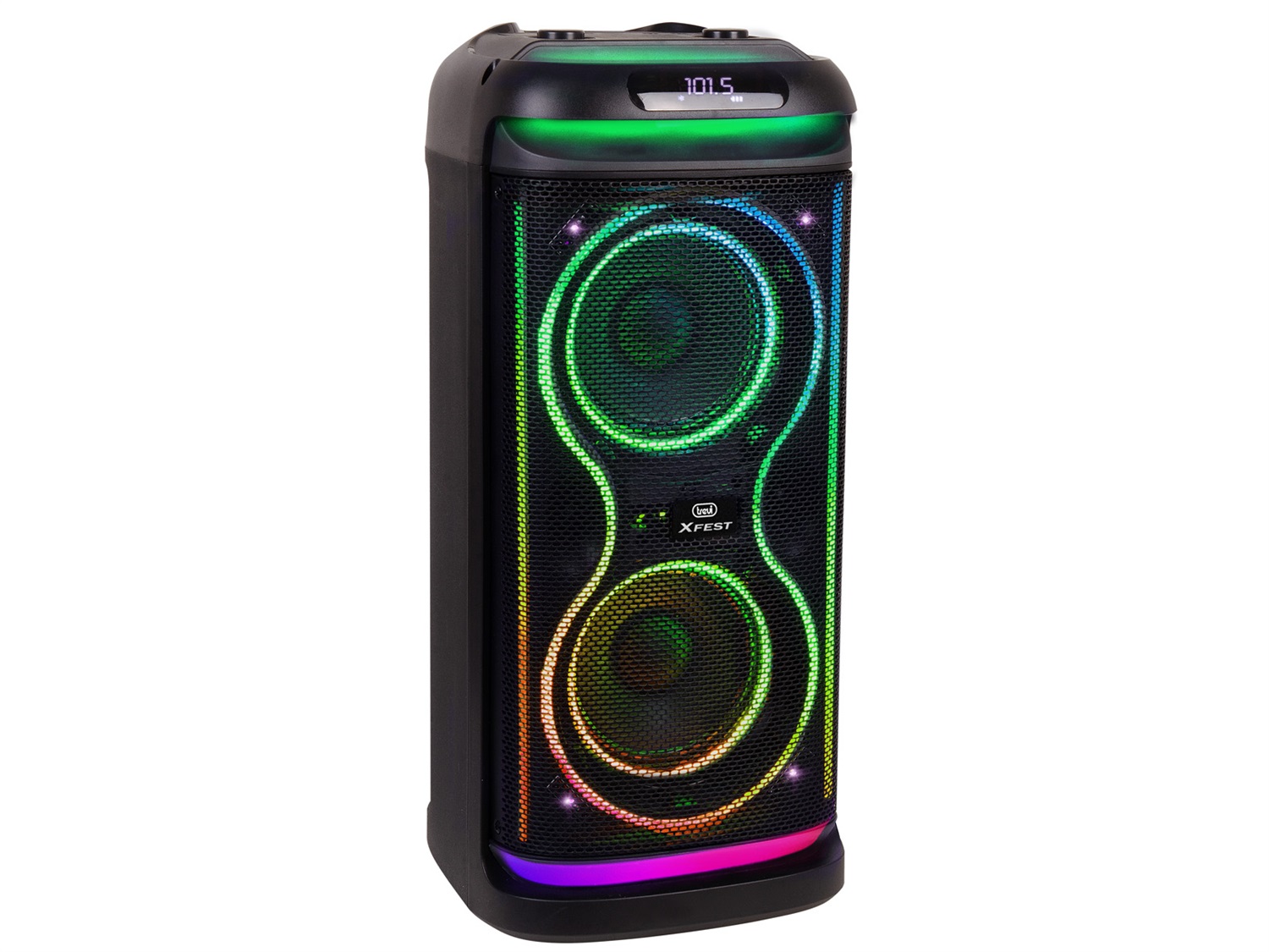 Trevi XFest XF 650 KB Altoparlante Wireless Portatile 100W con Microfono Dinamico, Ingressi USB, Micro SD e AUX-IN, Funzione TWS, Ideale per Feste e Karaoke, Colore Nero