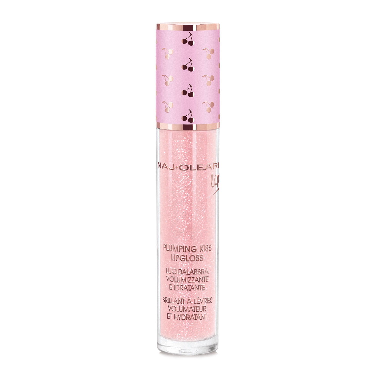 Naj-Oleari Plumping Kiss Lipgloss 02 Rosa Zucchero Filato 6ml - Lucidalabbra Idratante e Volumizzante con Acido Ialuronico