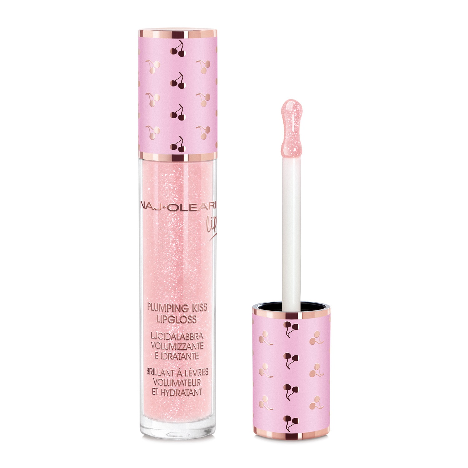 Naj-Oleari Plumping Kiss Lipgloss 02 Rosa Zucchero Filato 6ml - Lucidalabbra Idratante e Volumizzante con Acido Ialuronico