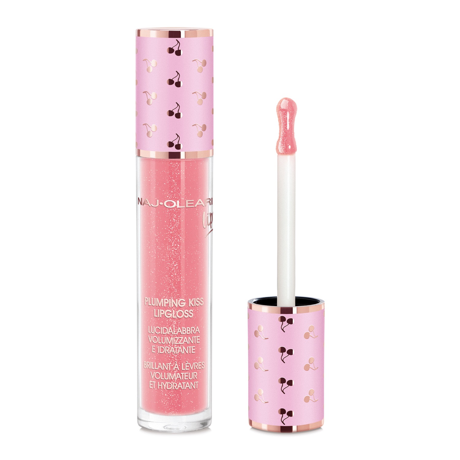 Naj-Oleari Plumping Kiss Lipgloss 03 Rosa Caramella - Lucidalabbra Idratante e Volumizzante con Acido Ialuronico
