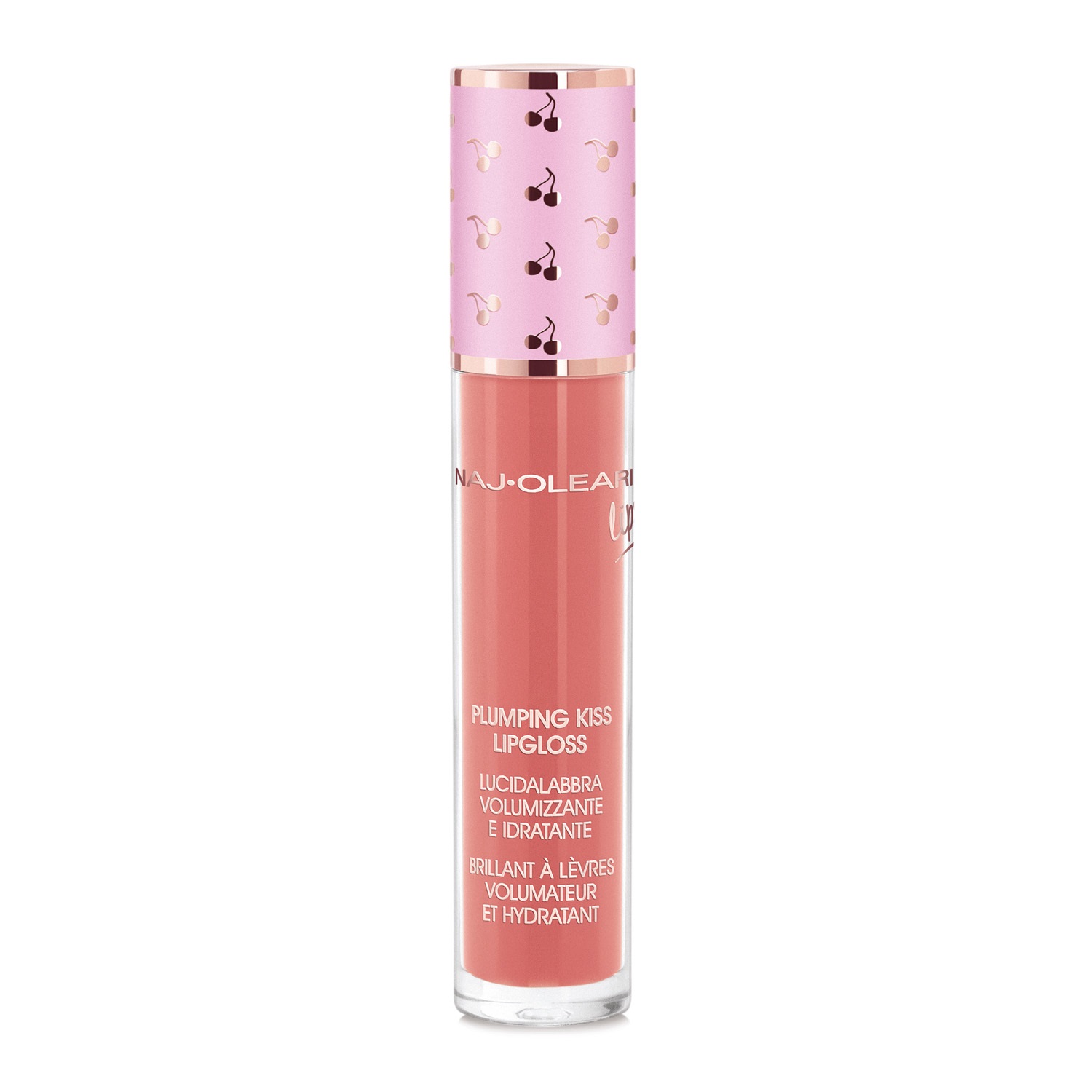 Naj-Oleari Plumping Kiss Lipgloss 04 Rosa Naturale - Lucidalabbra Idratante e Volumizzante 6ml con Acido Ialuronico