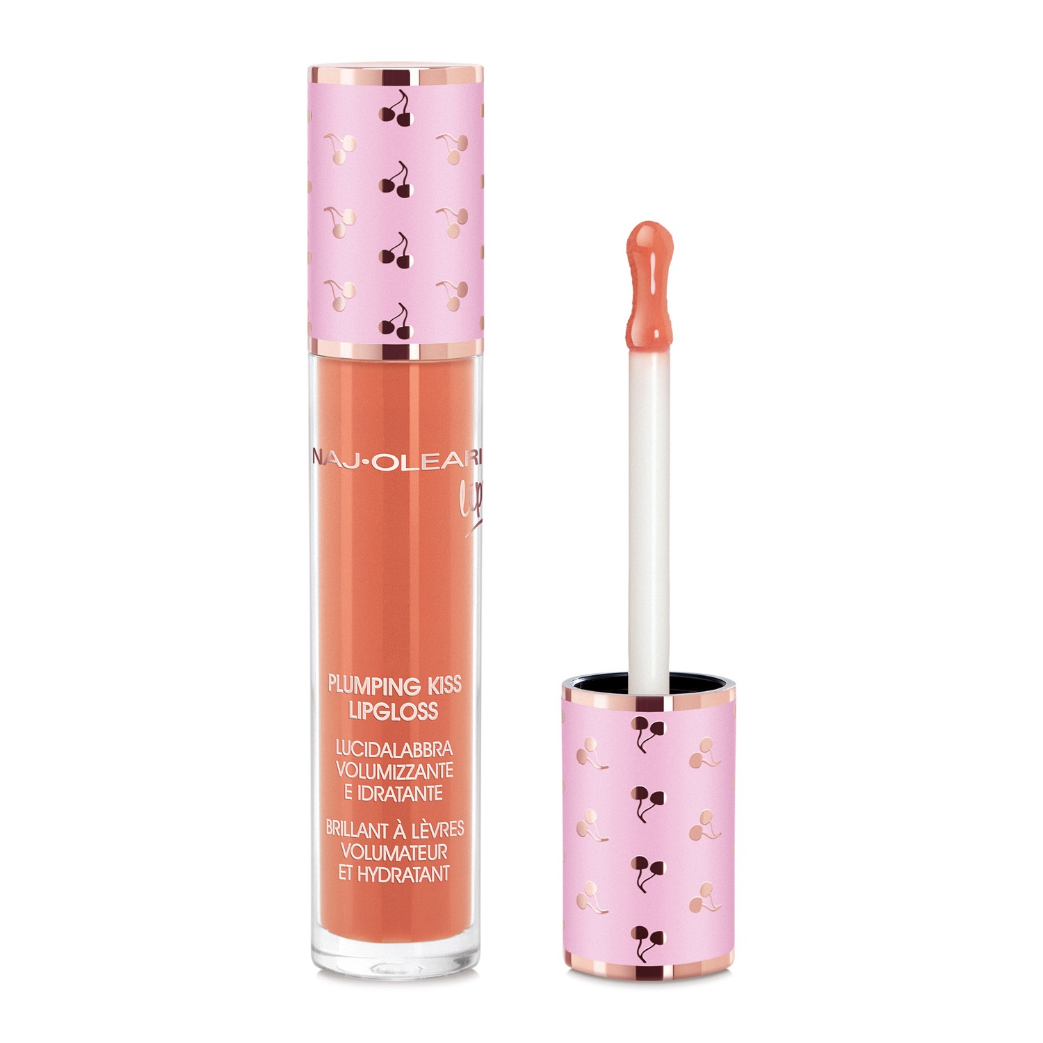 Naj-Oleari Plumping Kiss Lipgloss 05 Pesca Sorbetto - Lucidalabbra Idratante e Volumizzante 6ml