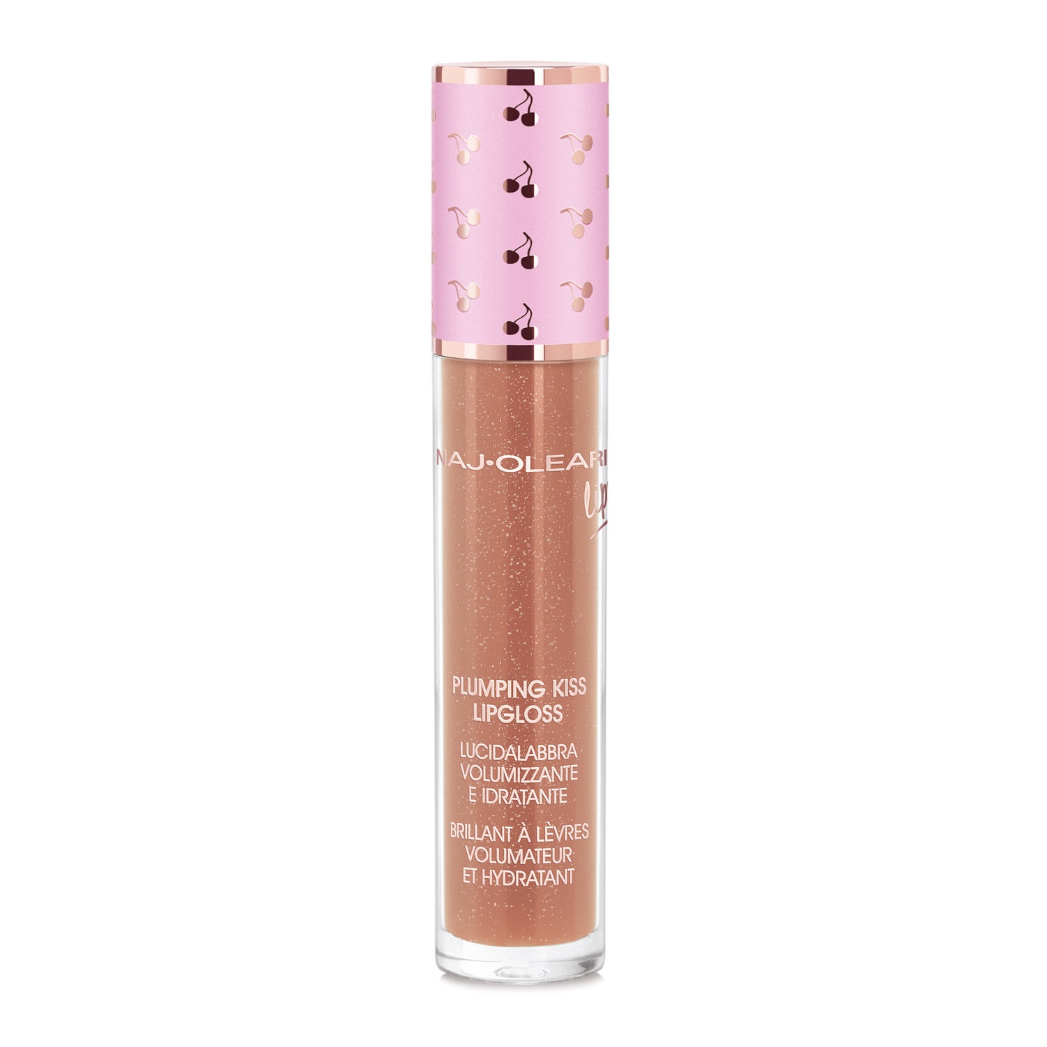 Naj-Oleari Plumping Kiss Lipgloss 06 Caramello Perlato - Lucidalabbra Idratante e Volumizzante con Acido Ialuronico