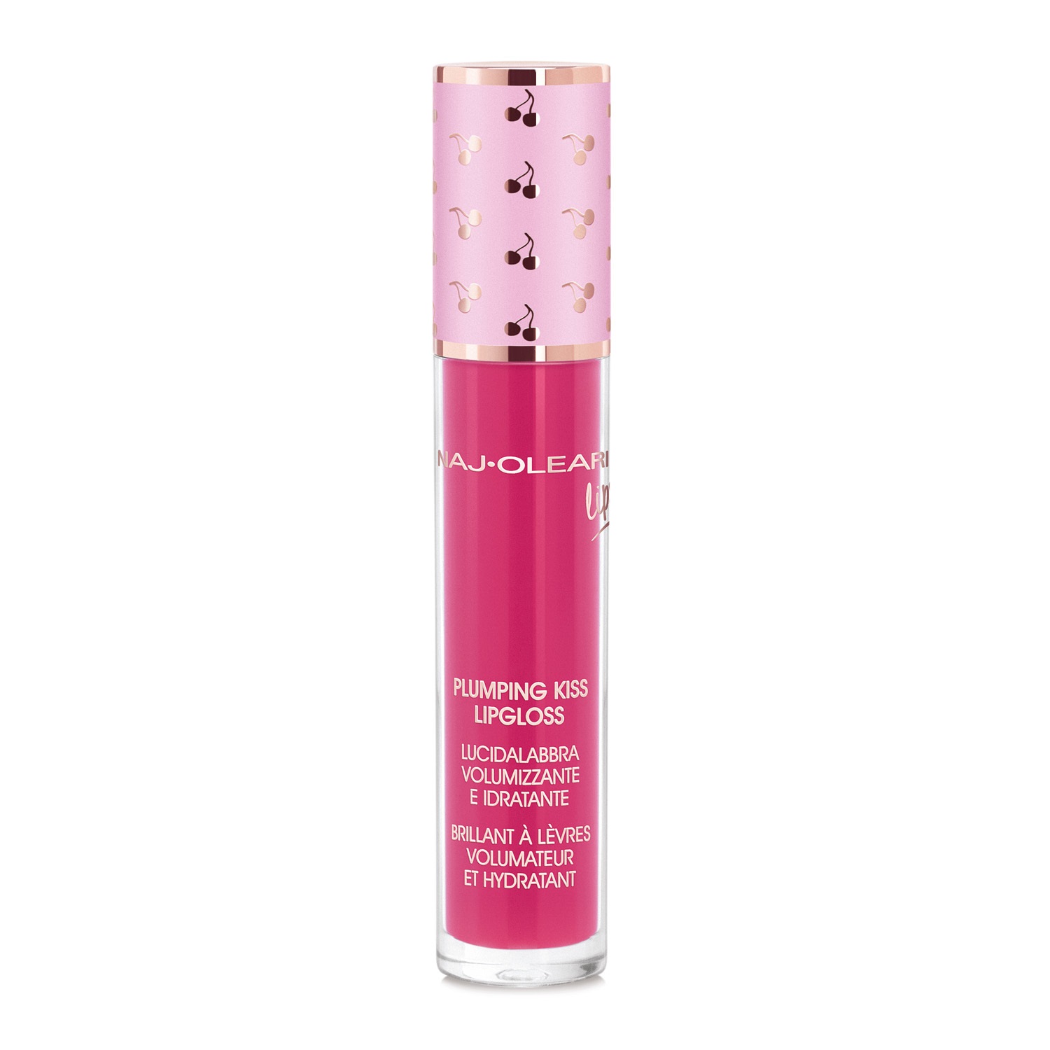Naj-Oleari Plumping Kiss Lipgloss 08 - Rosa Ciclamino Perlato, Lucidalabbra Idratante e Volumizzante con Acido Ialuronico
