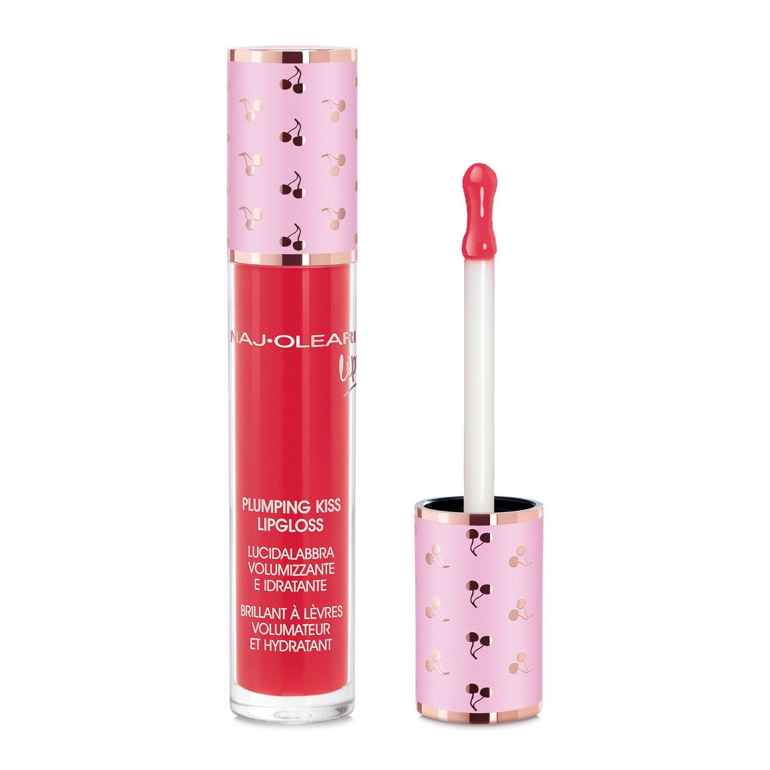 Naj-Oleari Plumping Kiss Lipgloss 09 Rosso Lampone - Lucidalabbra Idratante e Volumizzante 6ml