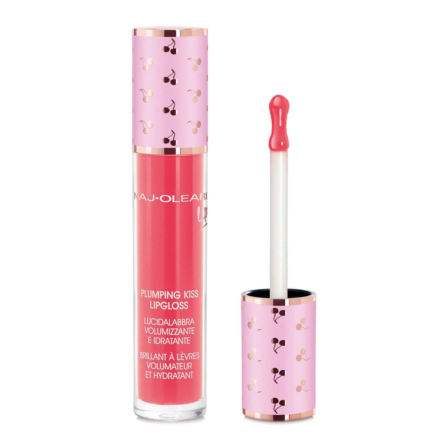 Naj-Oleari Plumping Kiss Lipgloss 10 Rosa Fenicottero - Lucidalabbra Idratante e Volumizzante 6ml