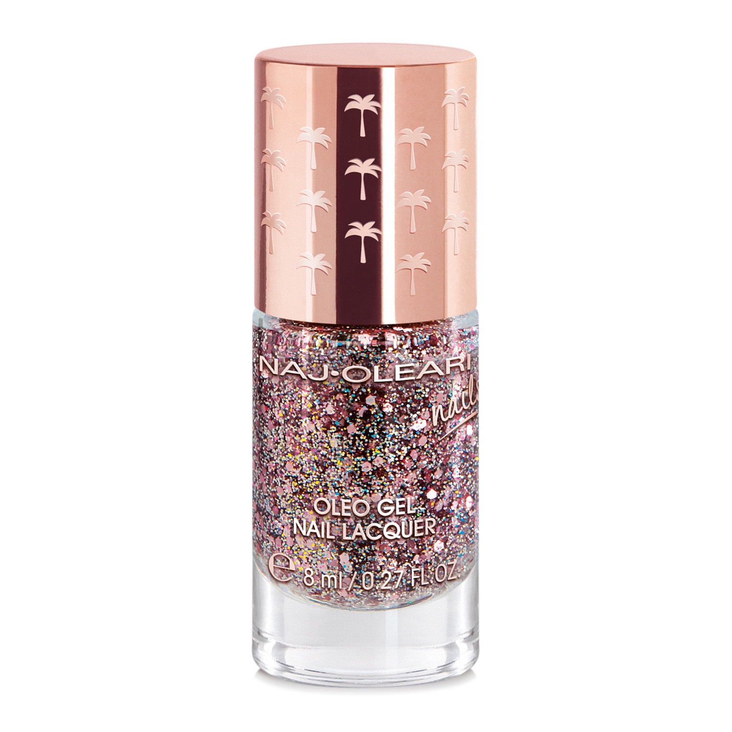Naj-Oleari Oleo Gel Nail Lacquer 30 Glitter Rosato - Smalto Effetto Gel con Oli Emollienti e Olio di Avocado, 8ml