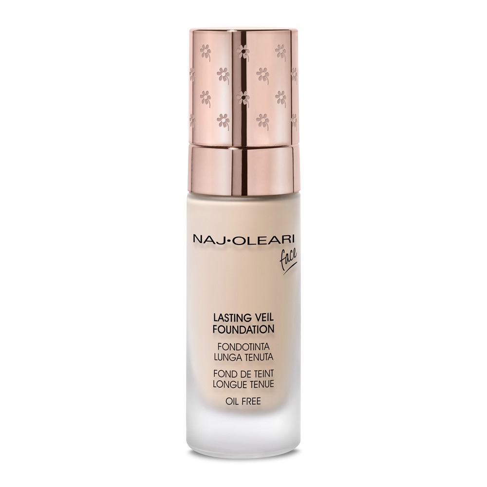 Naj-Oleari Lasting Veil Foundation 101 Vaniglia - Fondotinta Fluido a Lunga Tenuta 20 ml, Texture Oil-Free e Alta Coprenza
