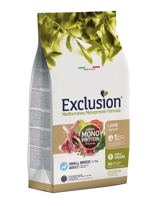 Exclusion Mediterraneo Monoprotein Adult Small Breed Agnello - Cibo Secco per Cani Adulti di Piccola Taglia - 2 kg
