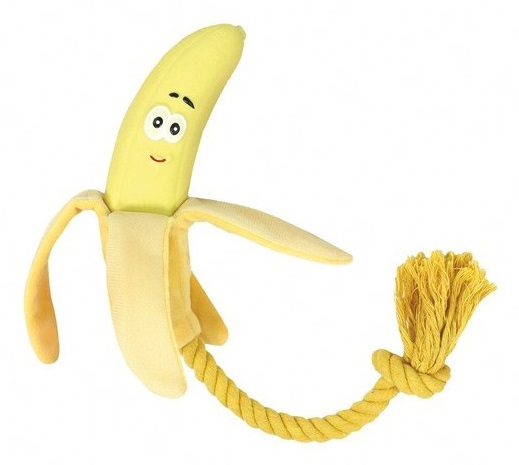 Record Veggy Toy Banana - Gioco per cani in lattice con squeak e corda resistente