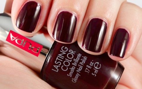 PUPA Milano Lasting Color 608 Rouge Noir - Smalto Brillante 5ml con Applicatore Professionale