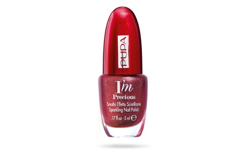 PUPA Milano I'm Precious Smalto Effetto Scintillante 003 Scarlet Diamond 5ml - Finish Ultra Lucido e Asciugatura Rapida