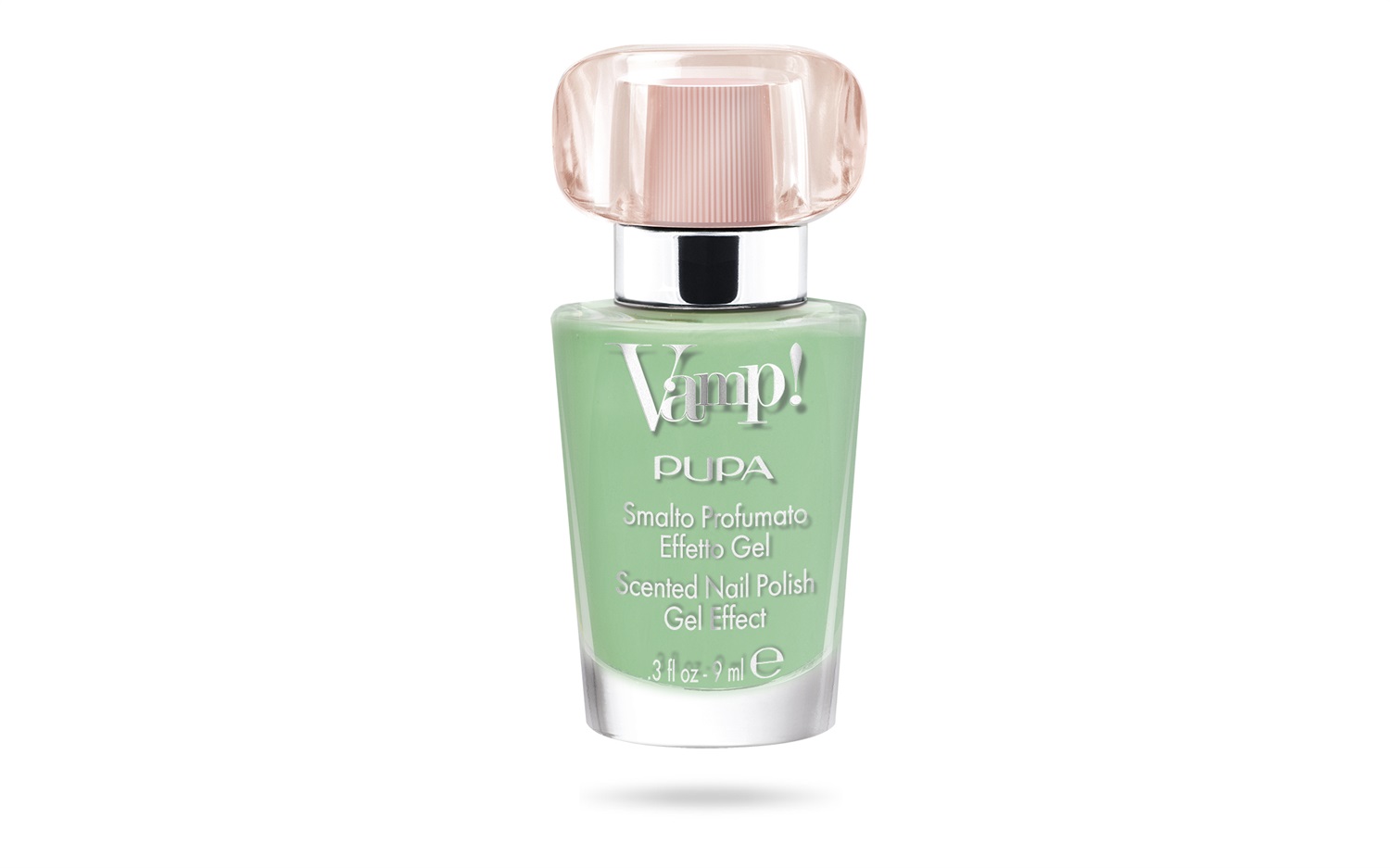 PUPA Milano Vamp! Smalto Profumato Effetto Gel 112 Mint Green 9ml - Fragranza Rosa, Finish Brillante