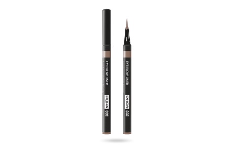 PUPA Eyebrow Liner 001 Ash Brown - Pennarello Sopracciglia Effetto Microblading 1.1ml, Ultra Sottile, Naturale e Dermatologicamente Testato