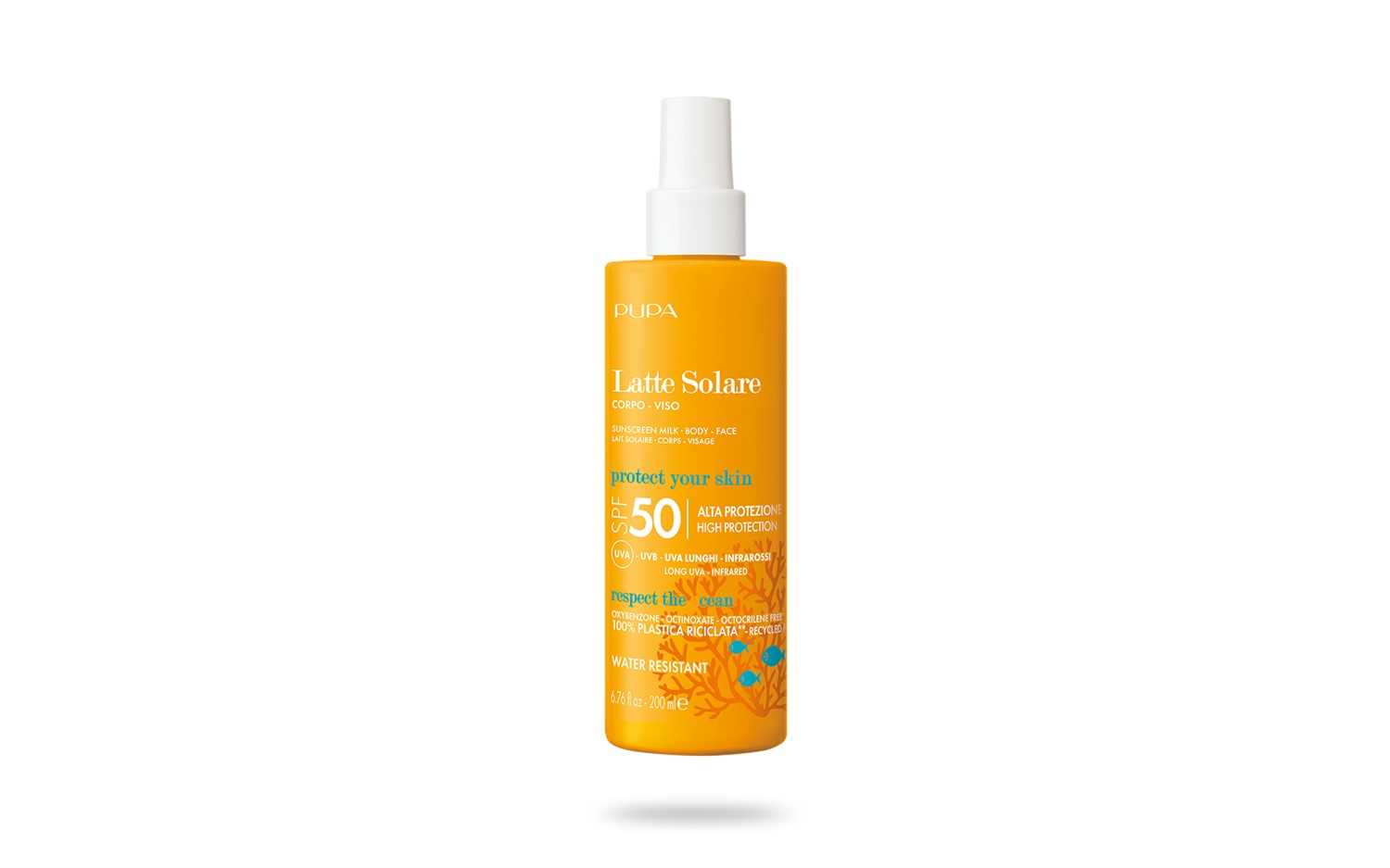 PUPA Latte Solare Corpo e Viso SPF 50 - 200 ml, Protezione Completa con Vitamina E e Formula Eco-Friendly