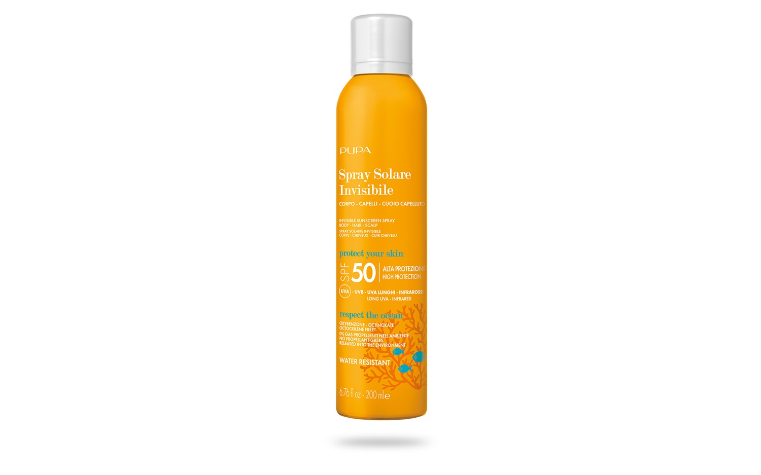 PUPA Milano Spray Solare Invisibile SPF 50 - Protezione Completa per Corpo e Capelli, 200 ml, Formula Senza OXYBENZONE