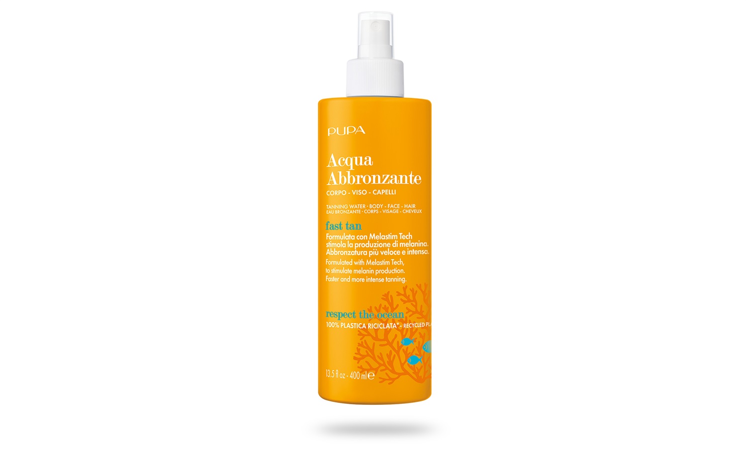 PUPA Milano Acqua Abbronzante Corpo, Viso e Capelli 400 ml - Idratante, Stimola la Produzione di Melanina, Senza Protezione Solare