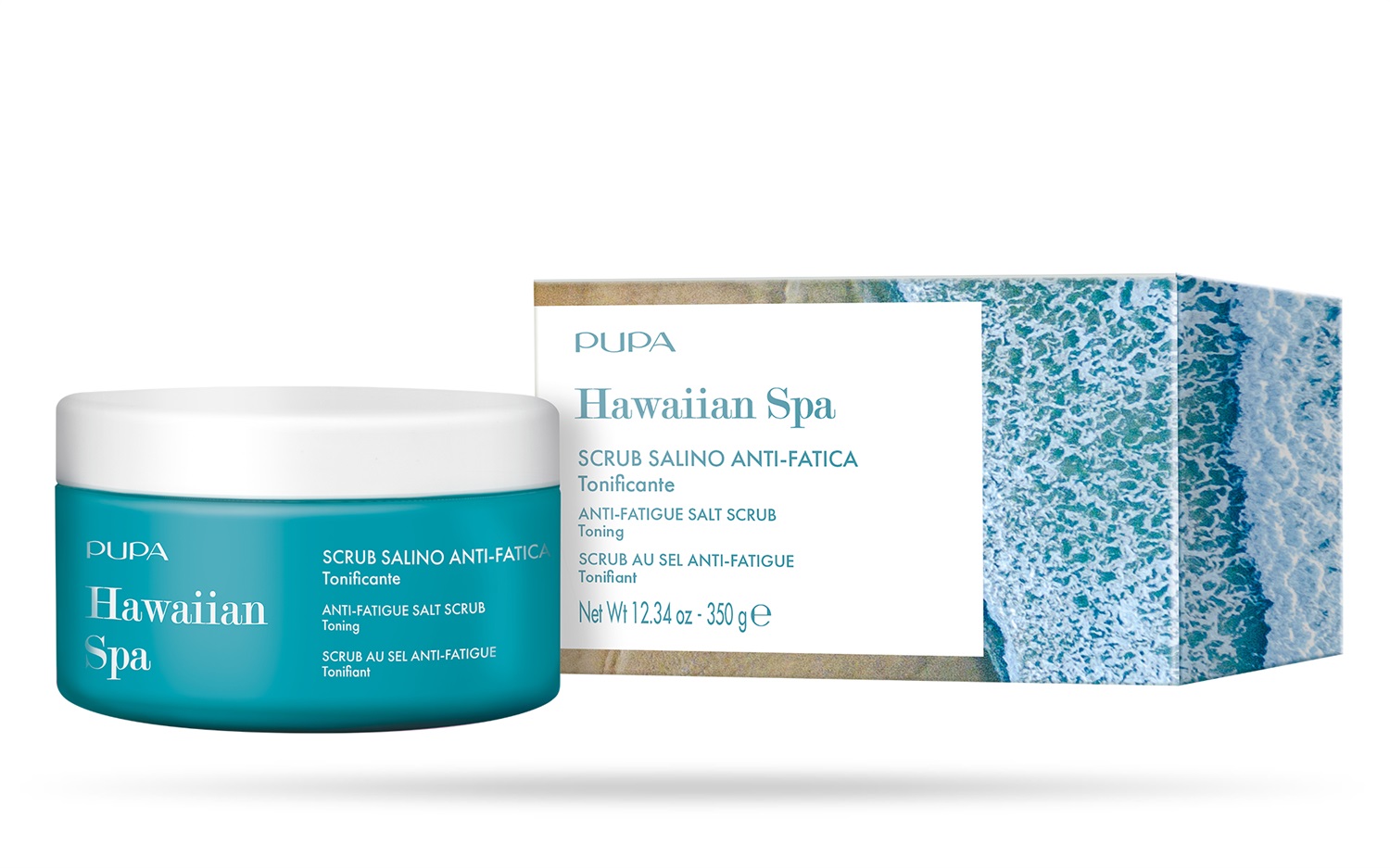 PUPA Hawaiian Spa Scrub Salino Anti-Fatica Tonificante 350 g - Con Sale Verde delle Hawaii ed Estratto di Bamboo