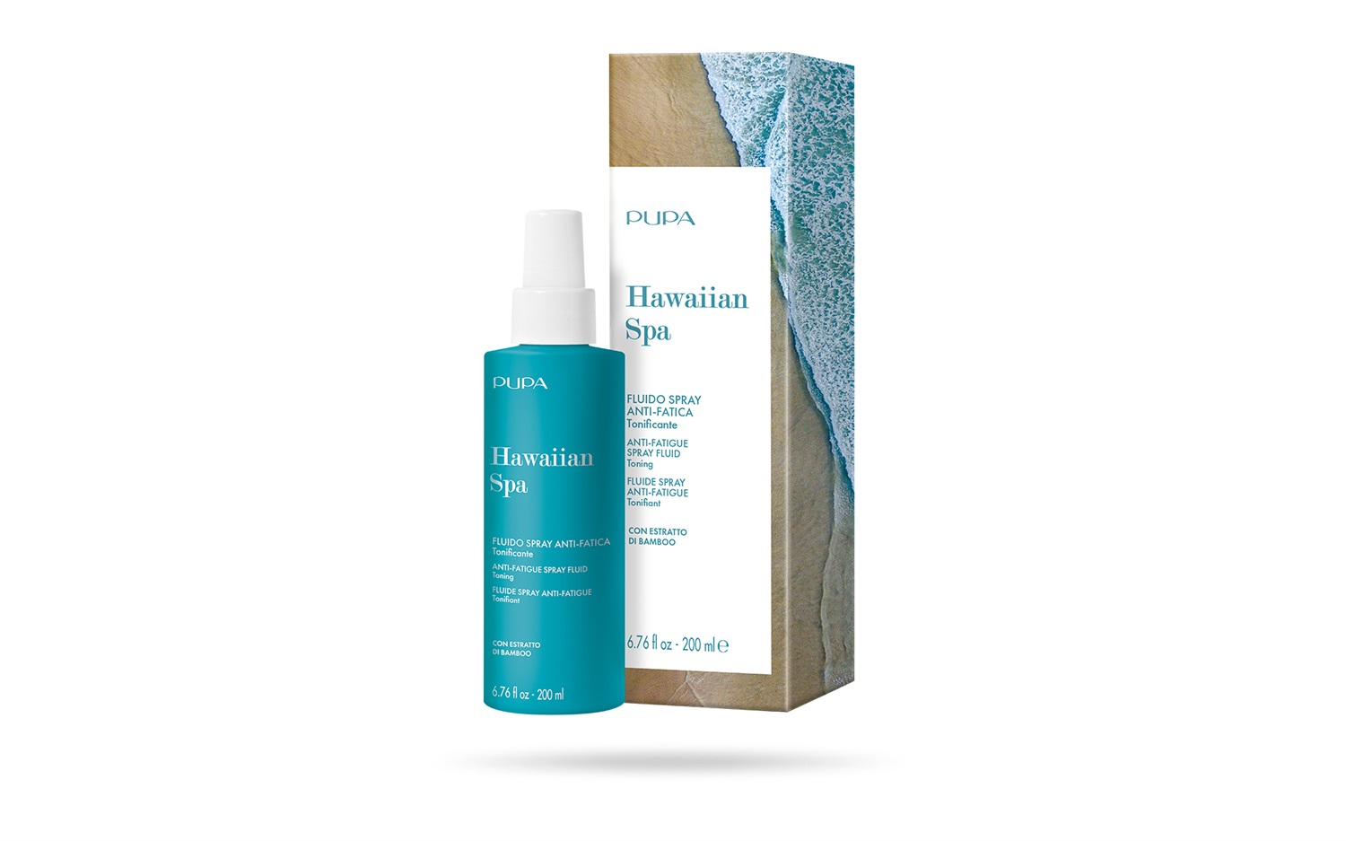 PUPA Hawaiian Spa Fluido Spray Anti-Fatica Tonificante con Estratto di Bamboo - 200 ml