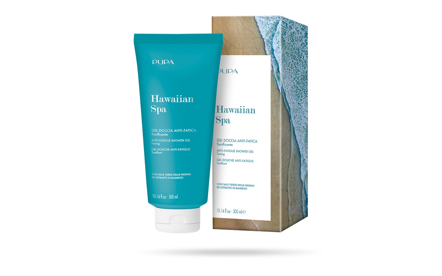 PUPA Hawaiian Spa Gel Doccia Anti-Fatica Tonificante 300 ml - Arricchito con Sale Verde delle Hawaii ed Estratto di Bamboo