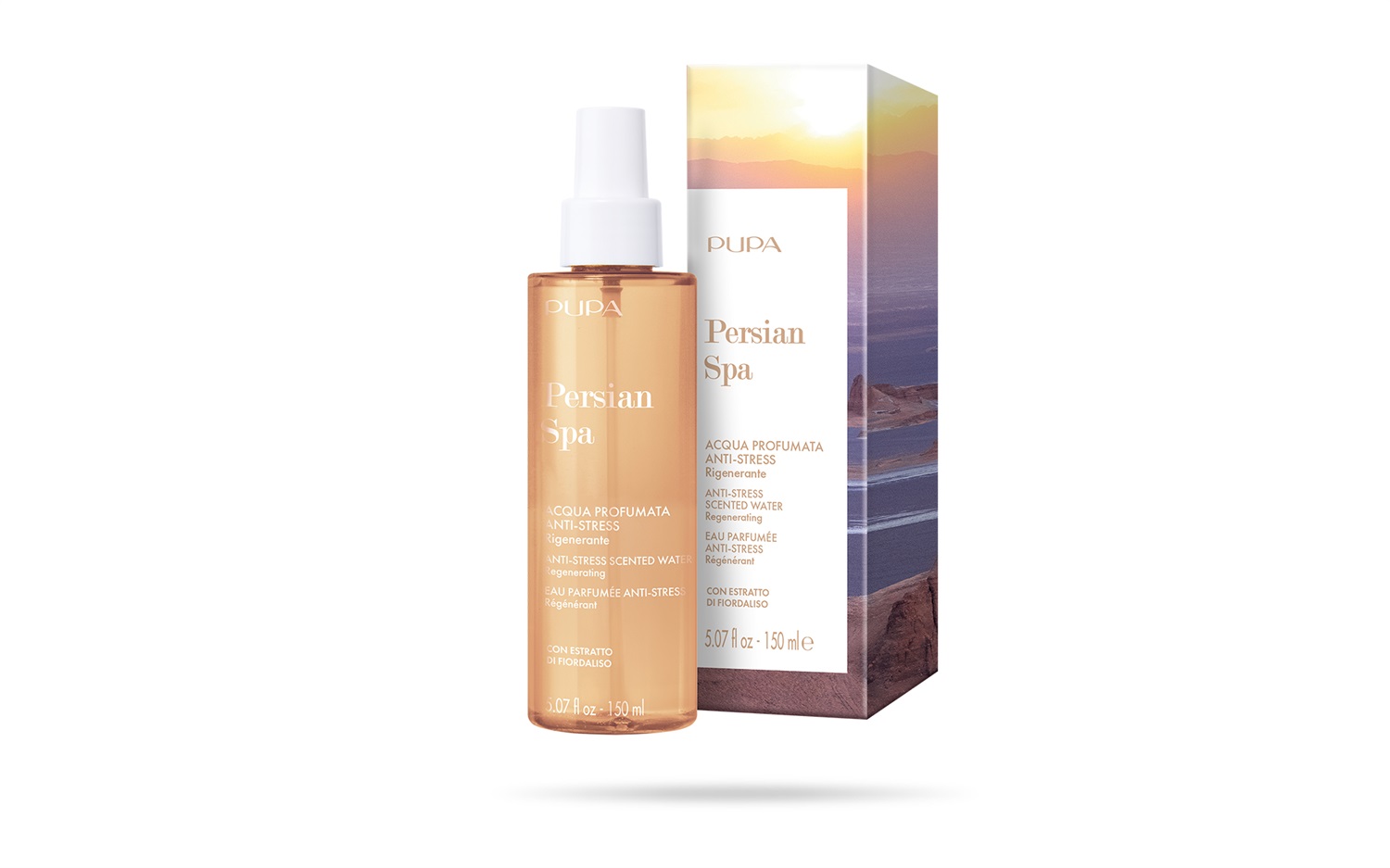 Pupa Persian Spa Acqua Profumata Antistress Rigenerante 150 ml con Estratto di Fiordaliso e Olio Aromaterapico di Patchouli