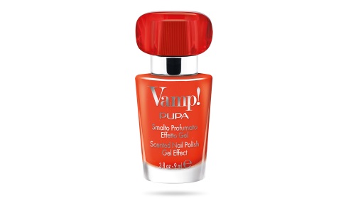 PUPA Vamp! Smalto Profumato Effetto Gel 210 Sexy Orange 9ml - Fragranza Rossa, Effetto Plumping e Brillantezza Estrema