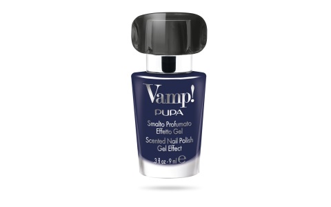 PUPA MILANO Vamp! Smalto Profumato Effetto Gel 9ml - Midnight Blue, Fragranza Nera, Brillantezza Estrema