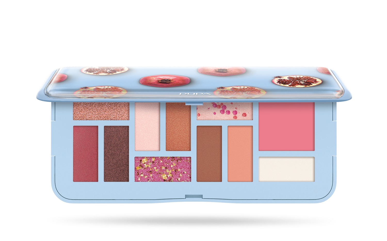 PUPA Milano Palette Viso e Occhi 007 Azzurro Melograno - 12g, Texture Multifinish e Ingredienti Naturali