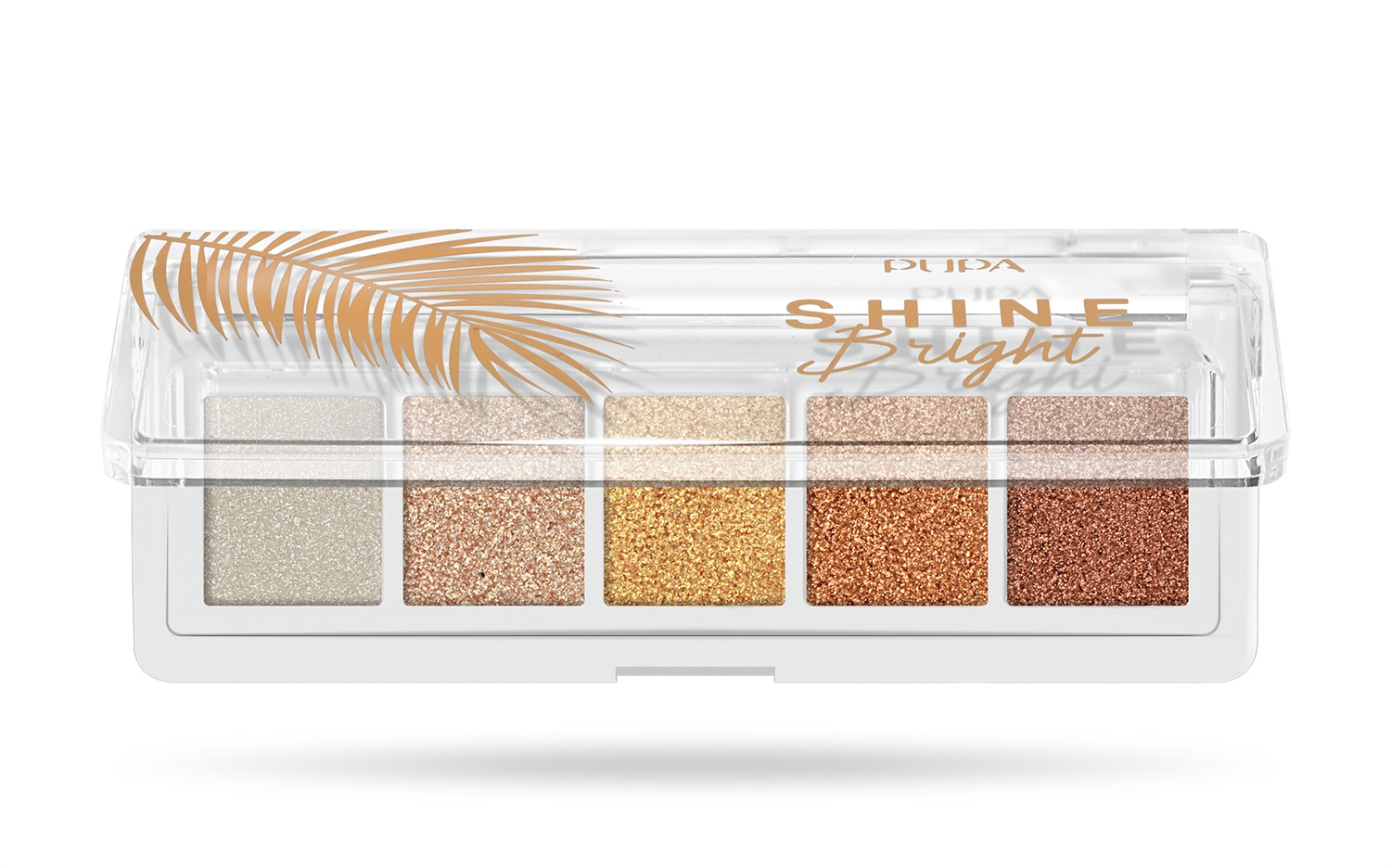 Pupa Shine Bright Eye Palette 001 Sunny Gold - 5 Ombretti Effetto Metallico, Texture Morbida e Cremosa