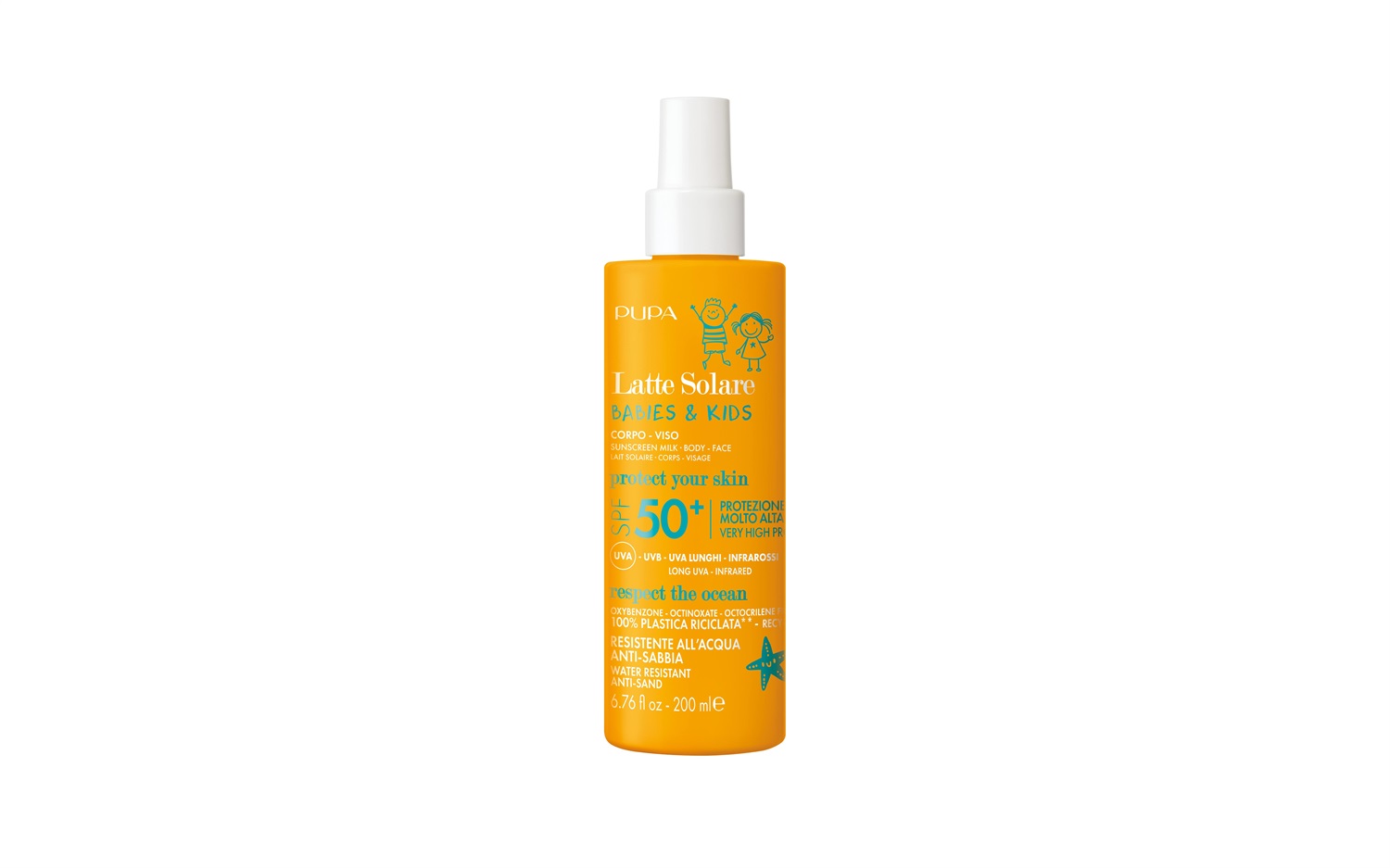 PUPA Babies & Kids Latte Solare SPF 50 200 ml - Protezione per pelle delicata con attivi prebiotici