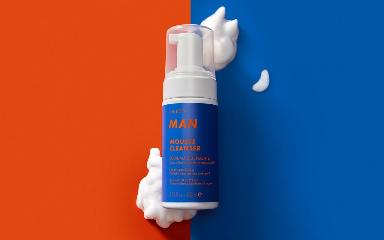PUPA Milano Mousse Cleanser 100 ml - Schiuma Detergente Viso e Barba, Formula Naturale, Pelle Morbida e Radiosa