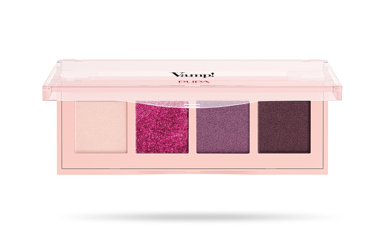 Pupa Vamp! Palette 4 Ombretti 004 Vibrant Plum - 5,2 g, 3 Finishes: Matt, Satinato, Metallico