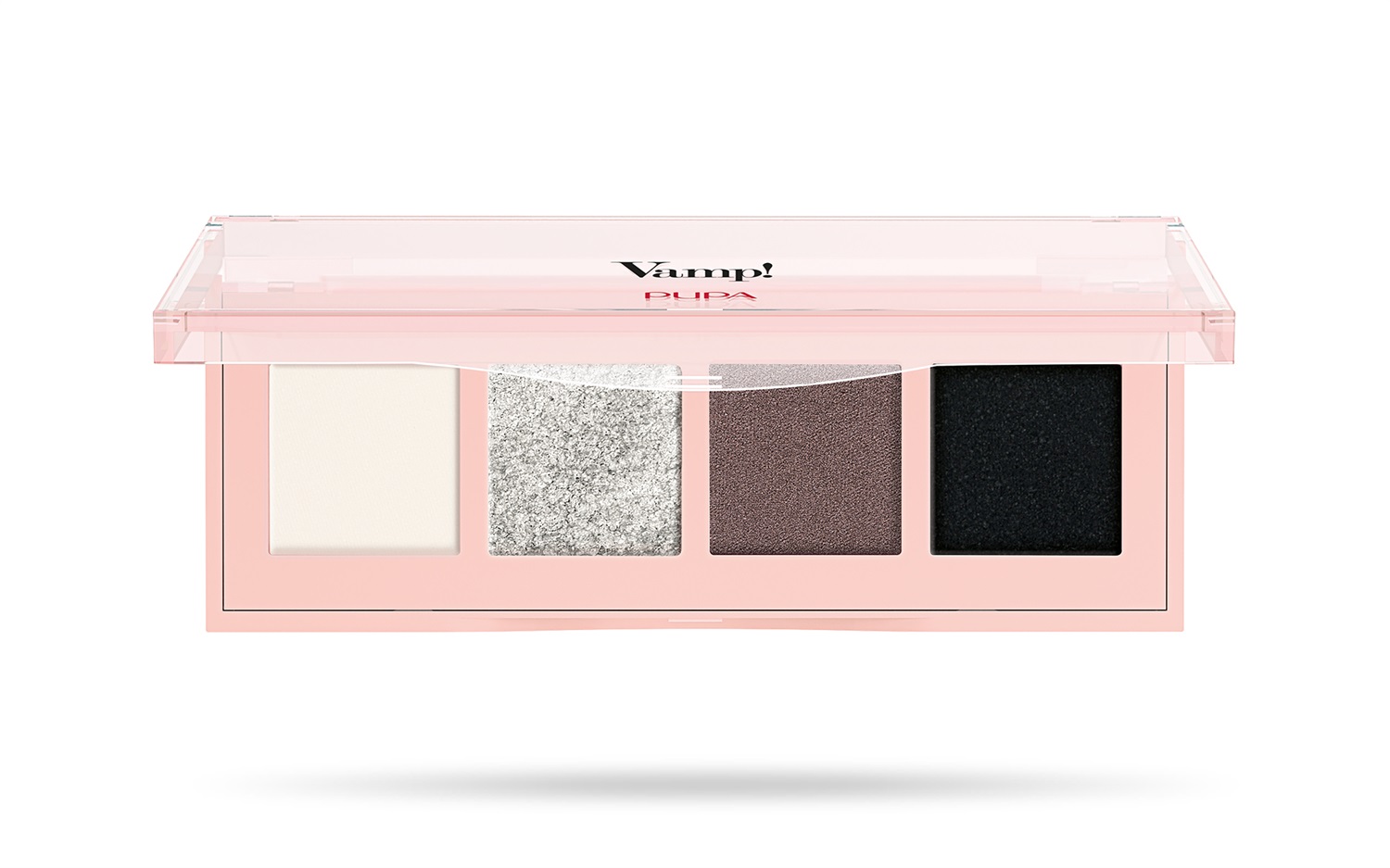 PUPA Milano Vamp! Palette 4 Ombretti 005 Intense Smoky - 3 Finish: Matt, Satinato e Metallico, 5.2g