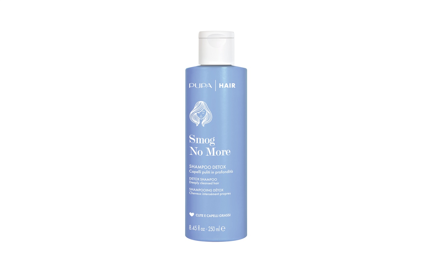 PUPA Smog No More Shampoo Detox 250 ml - Deterge in Profondità, Elimina Sebo e Smog, con Olio di Semi di Lino