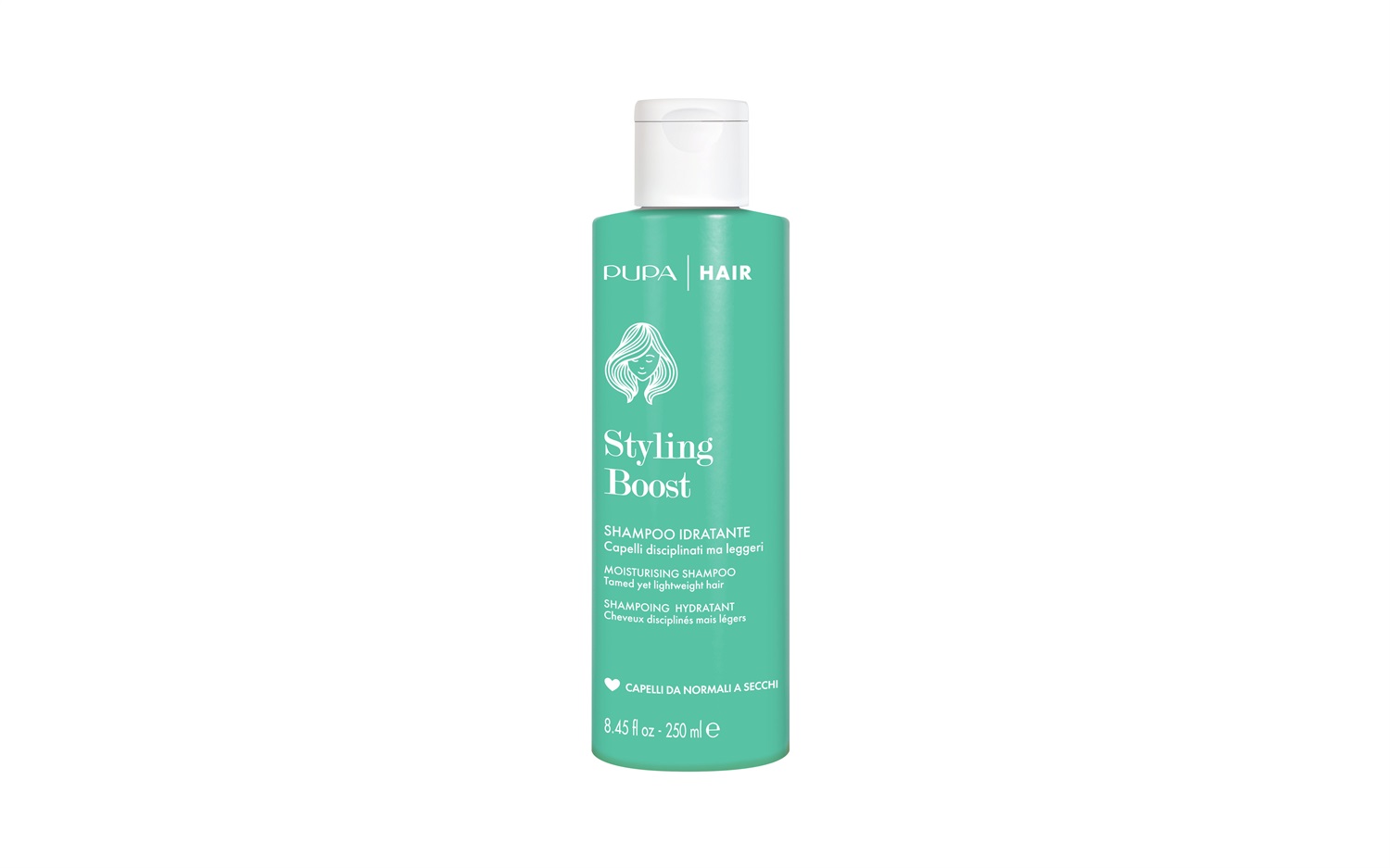 PUPA Styling Boost Shampoo Idratante 250 ml - Deterge e Disciplina i Capelli Normali e Secchi con Estratto di Papiro e Wakame