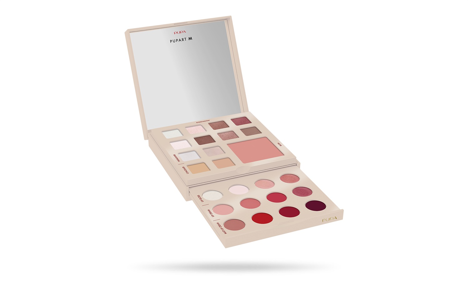 PUPA Milano Pupart M Palette Trucco Multiuso 18,8 g - Viso, Occhi e Labbra con Texture Setosa