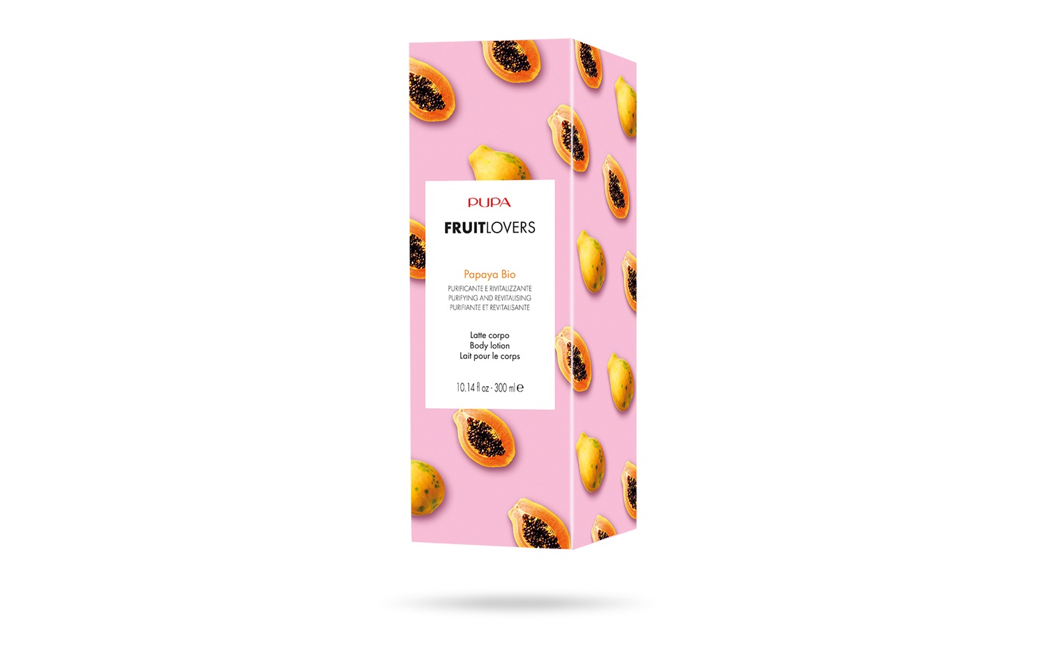 PUPA Fruit Lovers - Latte Corpo Papaya Bio 300 ml - Purificante e Rivitalizzante con Attivi di Frutta Biologica